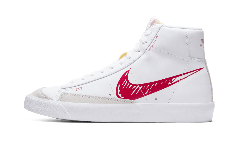 CW7580-100_1 Nike Blazer Mid Sketch Red Swoosh - Image 1
